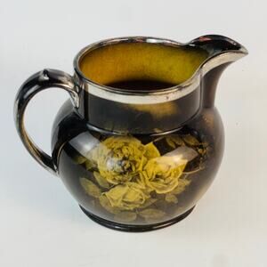Antique Ridgways St. Albans Pitcher England 24 oz. Yellow Rose 1800's